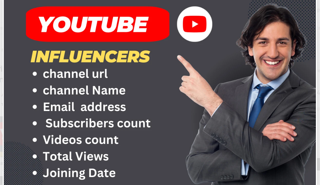 1701I will find email lists of youtube influencers for influencer marketing